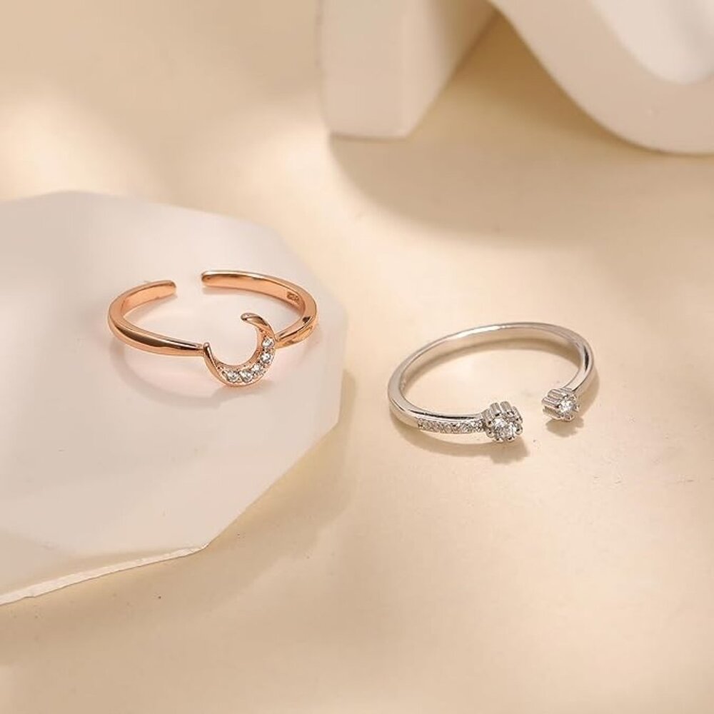 Star Moon Stackable Double 925 Celestial Ring - R… - image 6